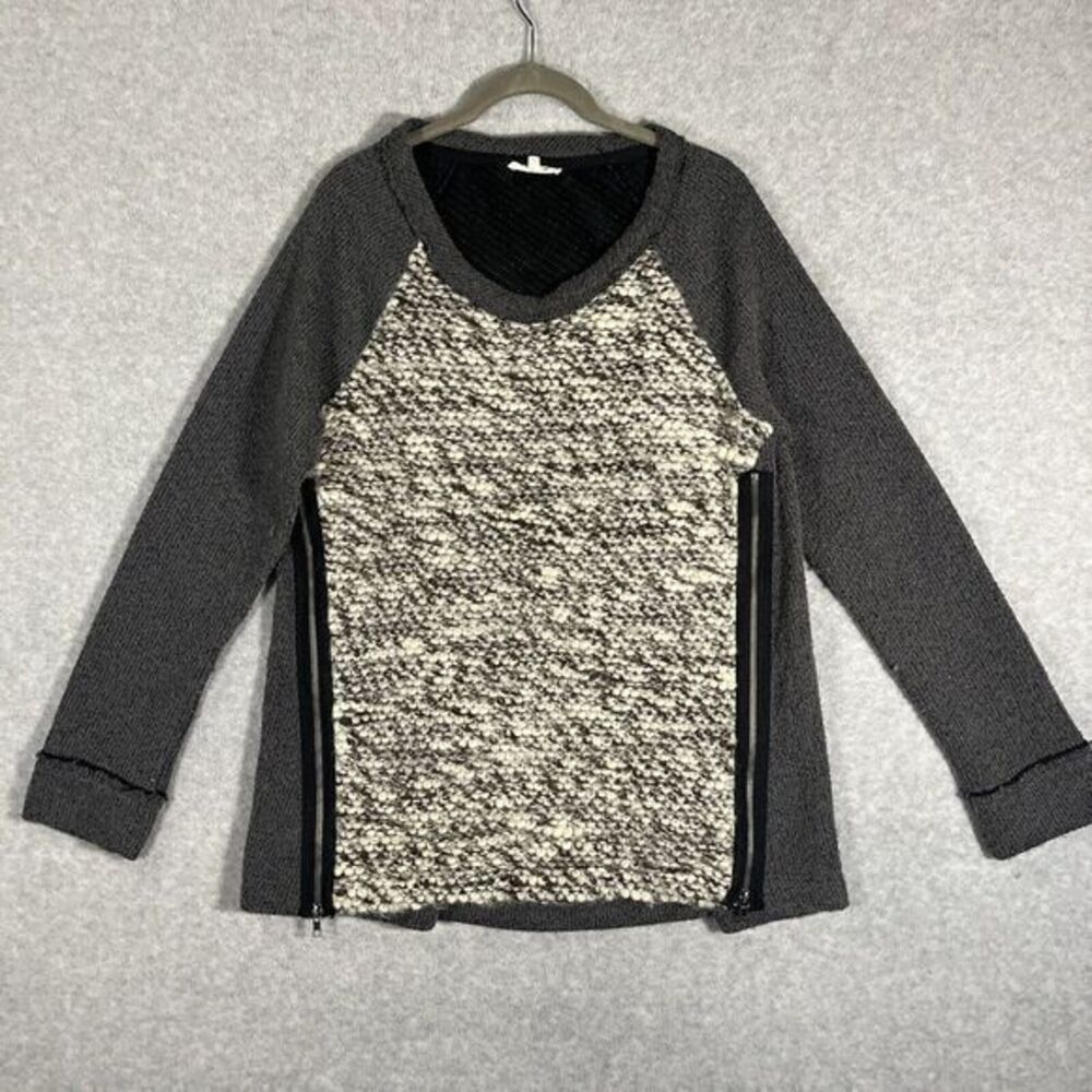 Mystree Chunky Women's L Chunky Long Sleeve Side Zippers Sweater Gray